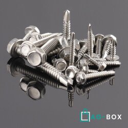 Bohrschrauben 6,3x25 mit Sechskantkopf und Bund, Form K DIN 7504 Edelstahl A2