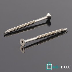 Spanplattenschrauben 6x100/60 TORX TX-25 mit Bohrspitze (Teilgewinde), Senkkopf u. Innensechsrund, Edelstahl A2