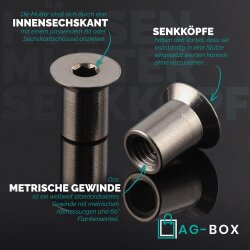 Hülsenmuttern mit Senkkopf u. Innensechskant Edelstahl A1