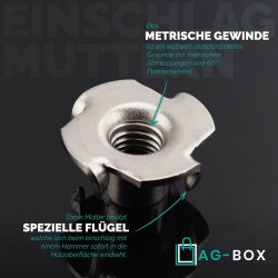 Einschlagmuttern M8 Edelstahl A2