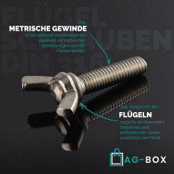 Flügelschrauben amerik. Form ähnl. DIN 316 Edelstahl A2