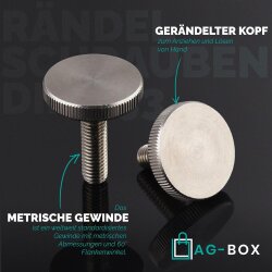 Rändelschrauben niedr. Form DIN 653 Edelstahl A2