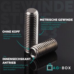 Gewindestifte Innensechskant u. Kegelkuppe DIN 913 Edelstahl A2