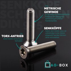 Senkkopfschrauben mit Innensechsrund "TX" - T6 DIN 965 Edelstahl A2