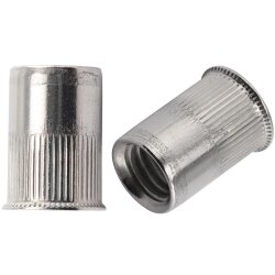 Senkkopf-Einnietmuttern, Rundschaft offen, gerändelt...