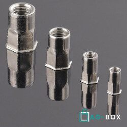 Einnietmuttern kl. Senkkopf, Teilsechskantschaft offen Edelstahl A2