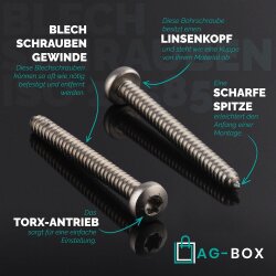 Linsenkopf-Blechschrauben mit Innensechsrund ISO 14585...