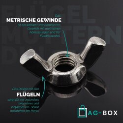 Flügelmuttern M8 amerik. Form ähnl. DIN 315 Edelstahl A2