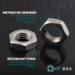Sechskantmuttern niedr. Form DIN 439 Edelstahl A2
