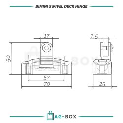 Bimini Swivel 70x25x50mm Deck Hinge