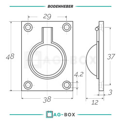 Bodenheber 38x48mm Edelstahl A4