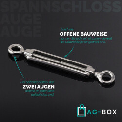 Spannschloss M12 Auge/Auge ähnl. DIN 1480 Edelstahl A4