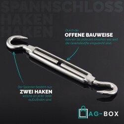 Spannschloss M4 Haken/Haken ähnl. DIN 1480 Edelstahl A4