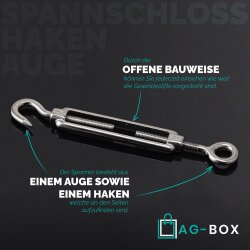 Spannschloss M10 Auge/Haken ähnl. DIN 1480 Edelstahl A4
