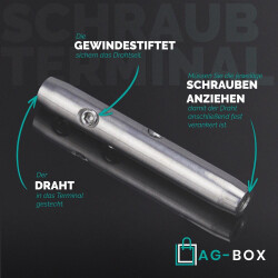 Schraubterminal D=3+4 M6 Linksgewinde, Edelstahl A4