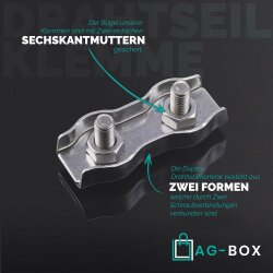 Duplex Drahtseilklemme 10 mm aus Edelstahl A4