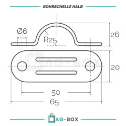 Rohrschellen 25mm HALB Edelstahl A2