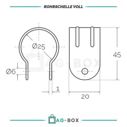 Rohrschellen 25mm VOLL Edelstahl A2