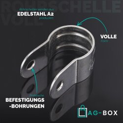 Rohrschellen 25mm VOLL Edelstahl A2