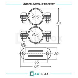 Doppelschelle Doppelt 25mm