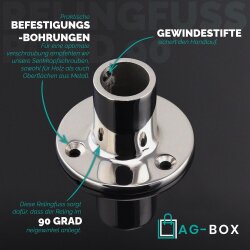 Relingfuss 90°  Rund 22mm
