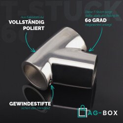 T-Stück 60° 25mm Edelstahl A4