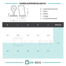 Handlaufdurchlass 60°  25mm