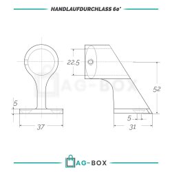 Handlaufdurchlass 60°  22mm