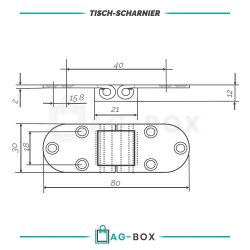 Scharniere 30x80x2mm Tisch Edelstahl A2