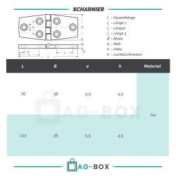 Scharniere 38x10mm Edelstahl A4