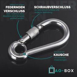 Karabinerhaken 80mm Mit Muttern und Kausche