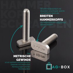 Hammerkopfschrauben Typ 28/15 M8x40 Edelstahl A2