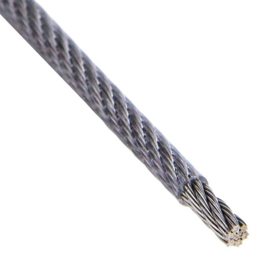 3 / 4 mm Drahtseil 7x7, PVC ummantelt, transparent, Edelstahl A4