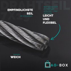 5,0 mm Drahtseil 7x19 weich, Edelstahl A4