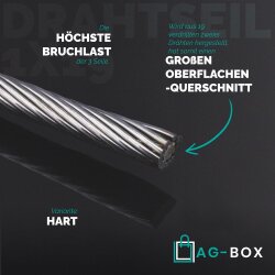 2,0 mm Drahtseil 1x19 hart, Edelstahl A4