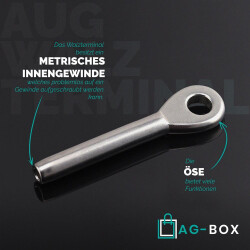 Aug-Walzterminal für D=5mm Edelstahl A4