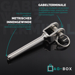 Gabel-Walzterminal für D=3 geschweißt, Edelstahl A4