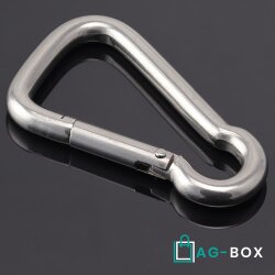 Karabinerhaken 8x80 asymmetrisch, Edelstahl A4
