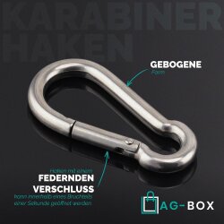 Karabinerhaken 5x50 ähnl. DIN 5299 Edelstahl A4