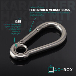 Karabinerhaken mit Kausche 7x70 Edelstahl A4