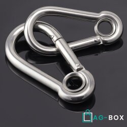 Karabinerhaken mit Kausche 8x80 Edelstahl A4