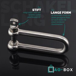Schäkel D=4 lang ähnl. DIN 82101 Edelstahl A4