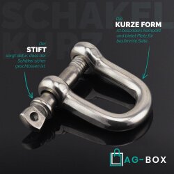 Schäkel D=4 kurz ähnl. DIN 82101 Edelstahl A4