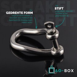 Schäkel D=10 gedreht, Edelstahl A4