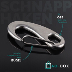 Schnapphaken L=70 Edelstahl A4