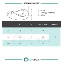 Schnapphaken L=100 Edelstahl A4