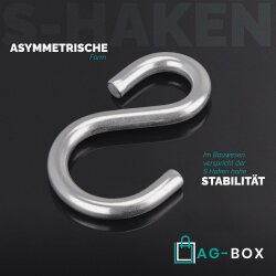 S-Haken Asymmetrisch 5 mm Edelstahl A2