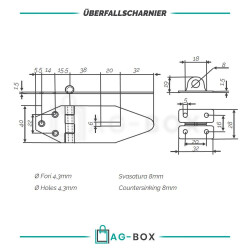 Überfallscharnier Typ A 90mm Edelstahl A2