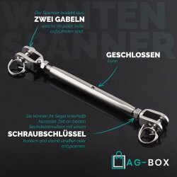 Wantenspanner M5 Gabel/Gabel geschweißt, geschlossen, Edelstahl A4