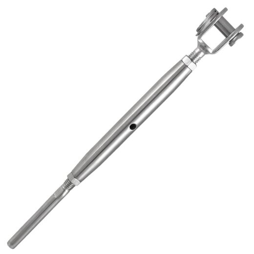 Wantenspanner D=4 M8 Gabel/Drahtseil geschweißt, geschlossen, Edelstahl A4